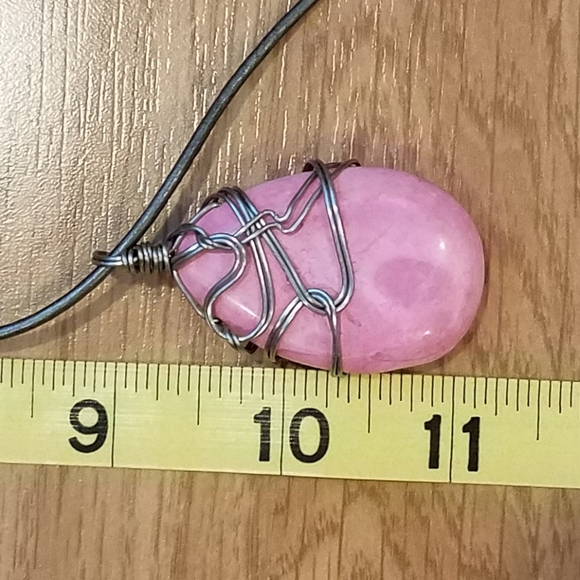 FINAL PRICE Silver Wrapped Pink Tourmaline Leather Necklace - Picture 10 of 10